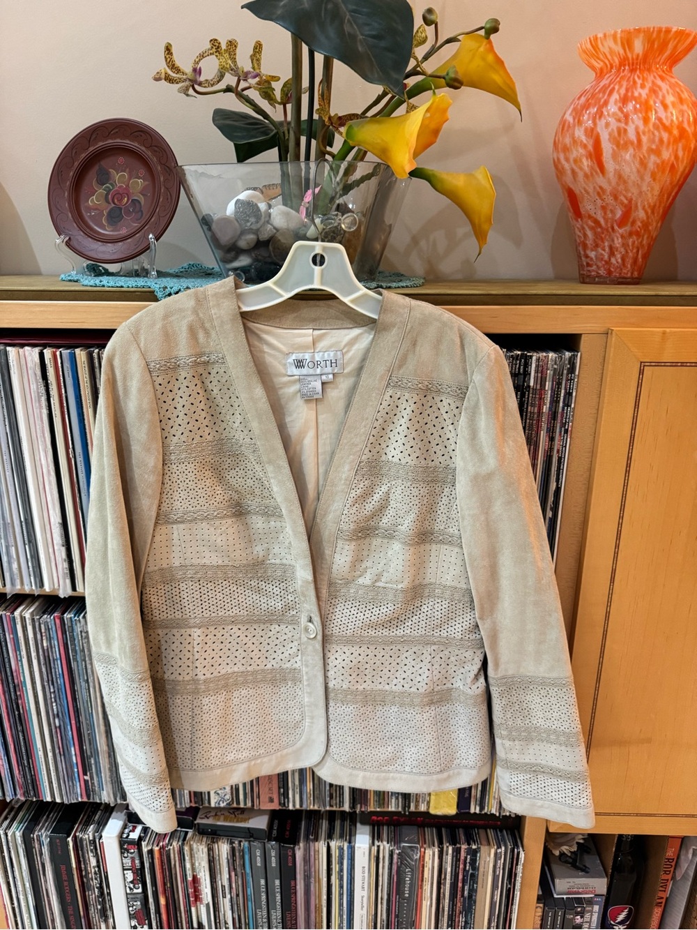 PRICE DROP:Butter-soft, lined,SUEDE Perforated,and textured JKT, 10, by WORTH
